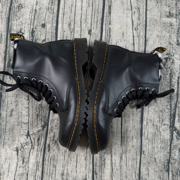 Dr. Martens Docs 1460 Serena Combat Boots Black Zebra Faux Fur Lined W7/ M6 - Picture 4 of 12